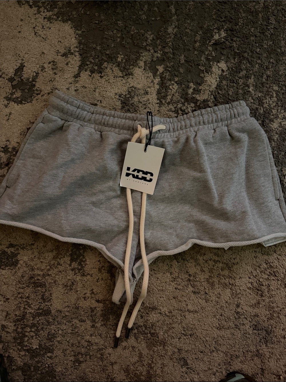 KBB BY Khalana -Grey Sweat Short Shorts with Drawstring-Medium